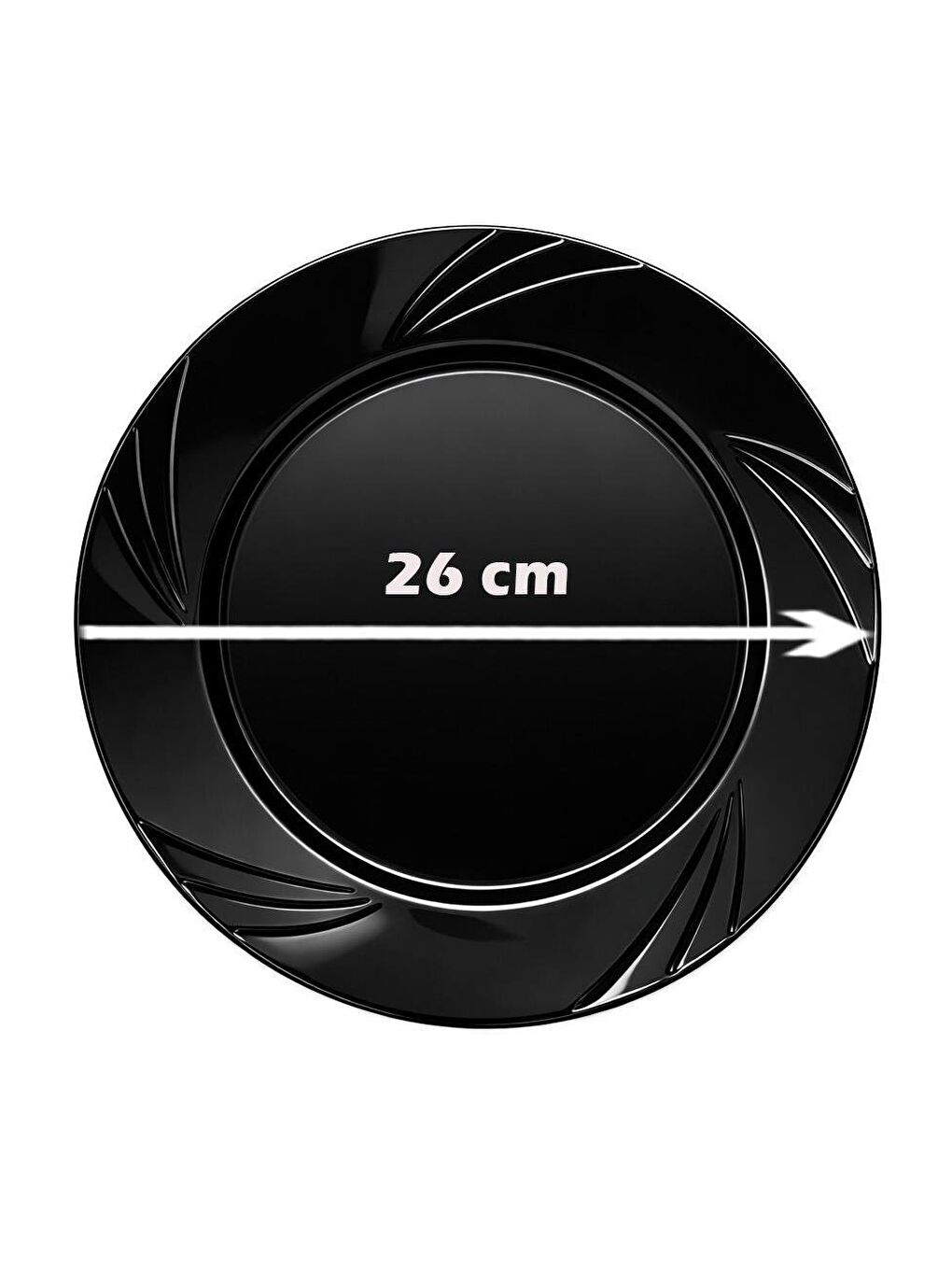 Lüks Plastik Mika Tabak Siyah 26 Cm 6'lı-2