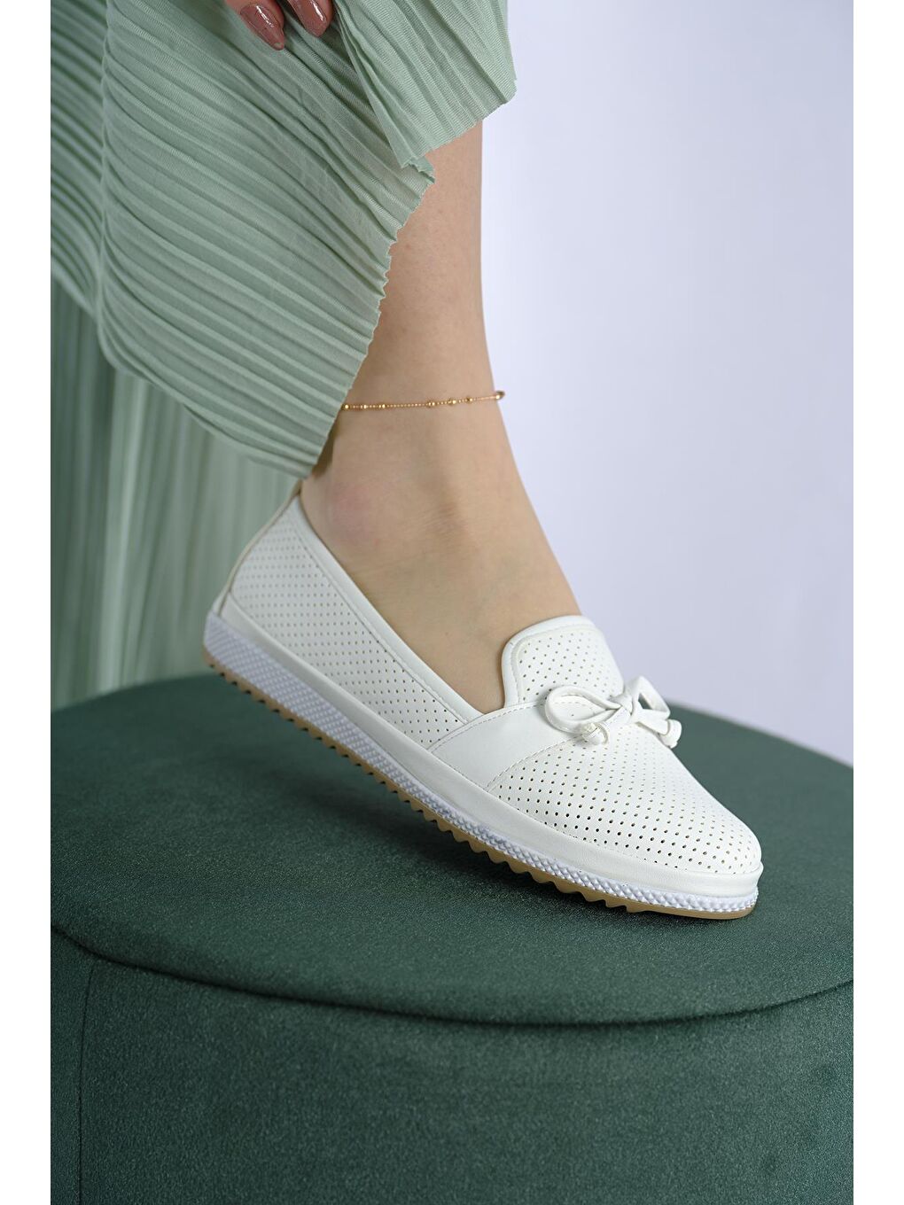 Beyaz Venita Anne Genç Günlük Babet Ayakkabı-1