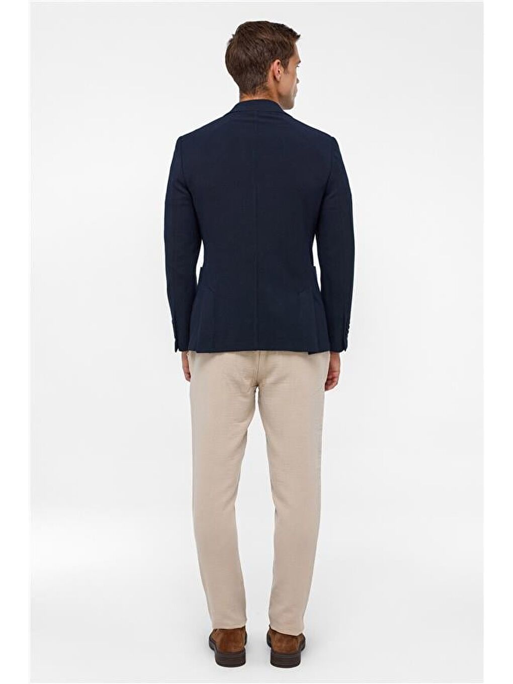 Lacivert Slim Desenli Sivri Yaka 6 Drop Ceket-8