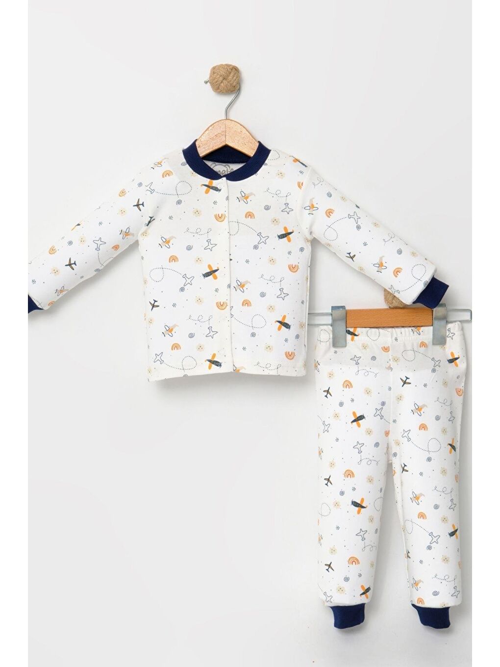 Lacivert Erkek Çocuk  Baskılı Pamuklu 2'Li Pijama Takımı