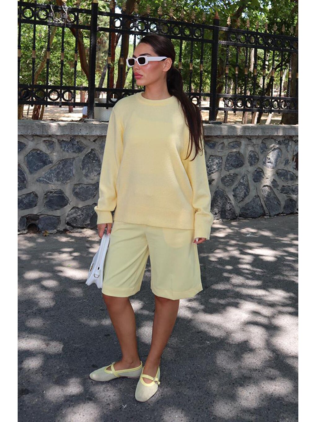 Sarı Bisiklet Yaka Kadın Triko Kazak Mg2494-6