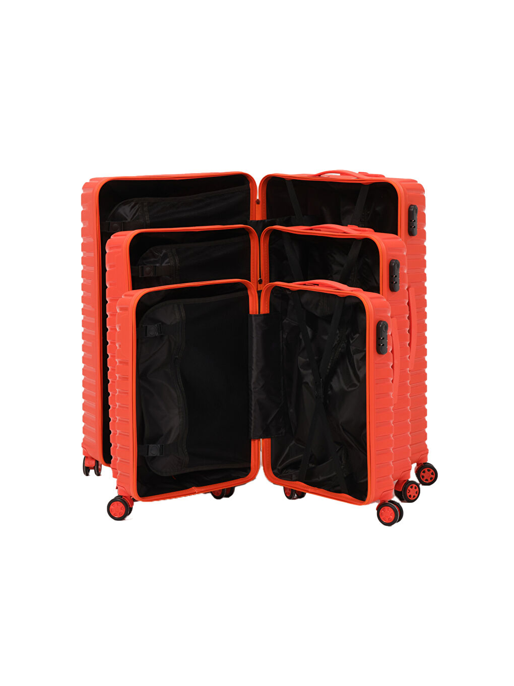 3’lü Set Turuncu PP Valiz-1