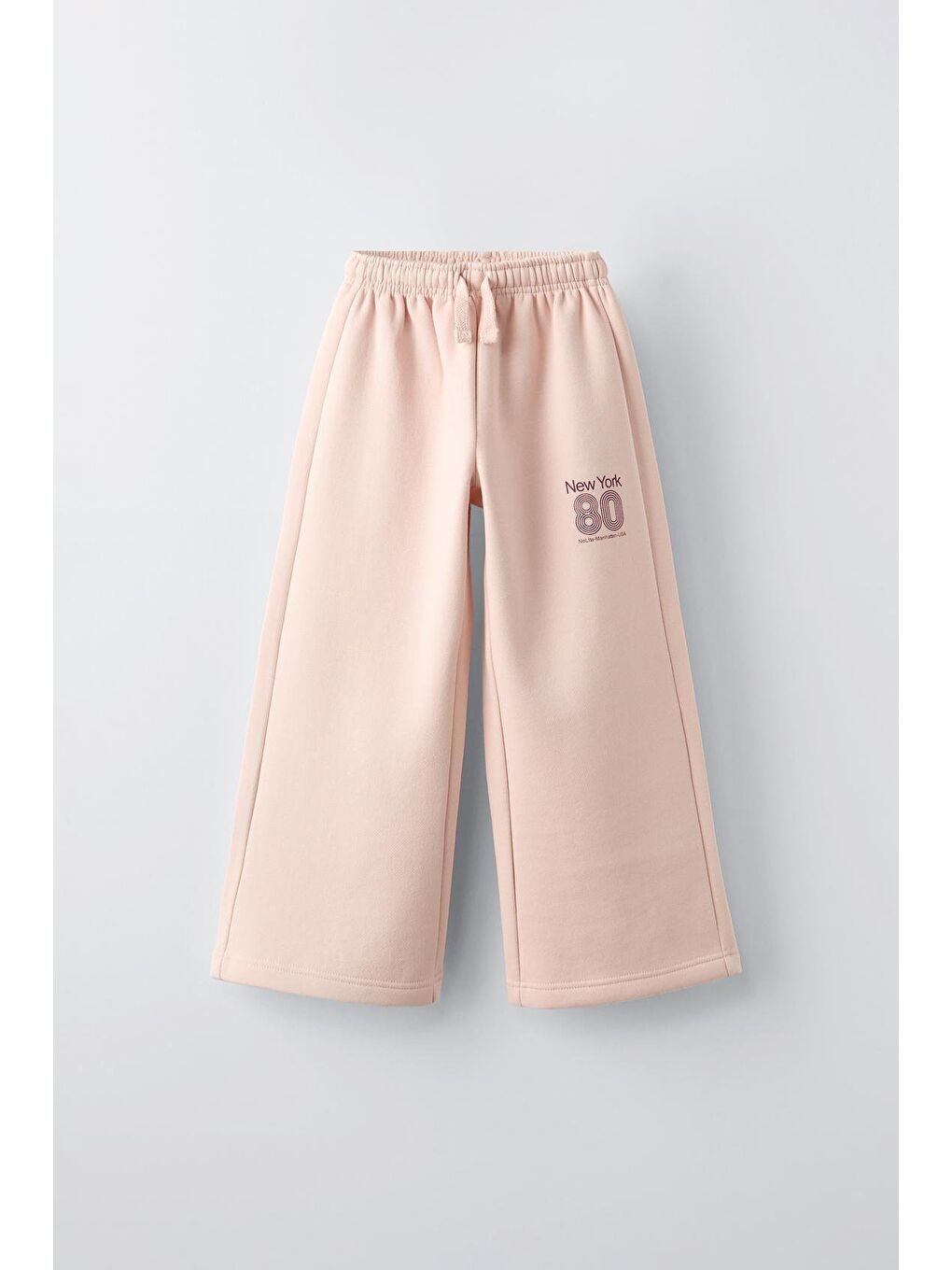 Pembe Kız Çocuk Pamuklu Pudra Kapüşonlu New York Baskılı Eşofman Takımı - Geniş Paça Model-1