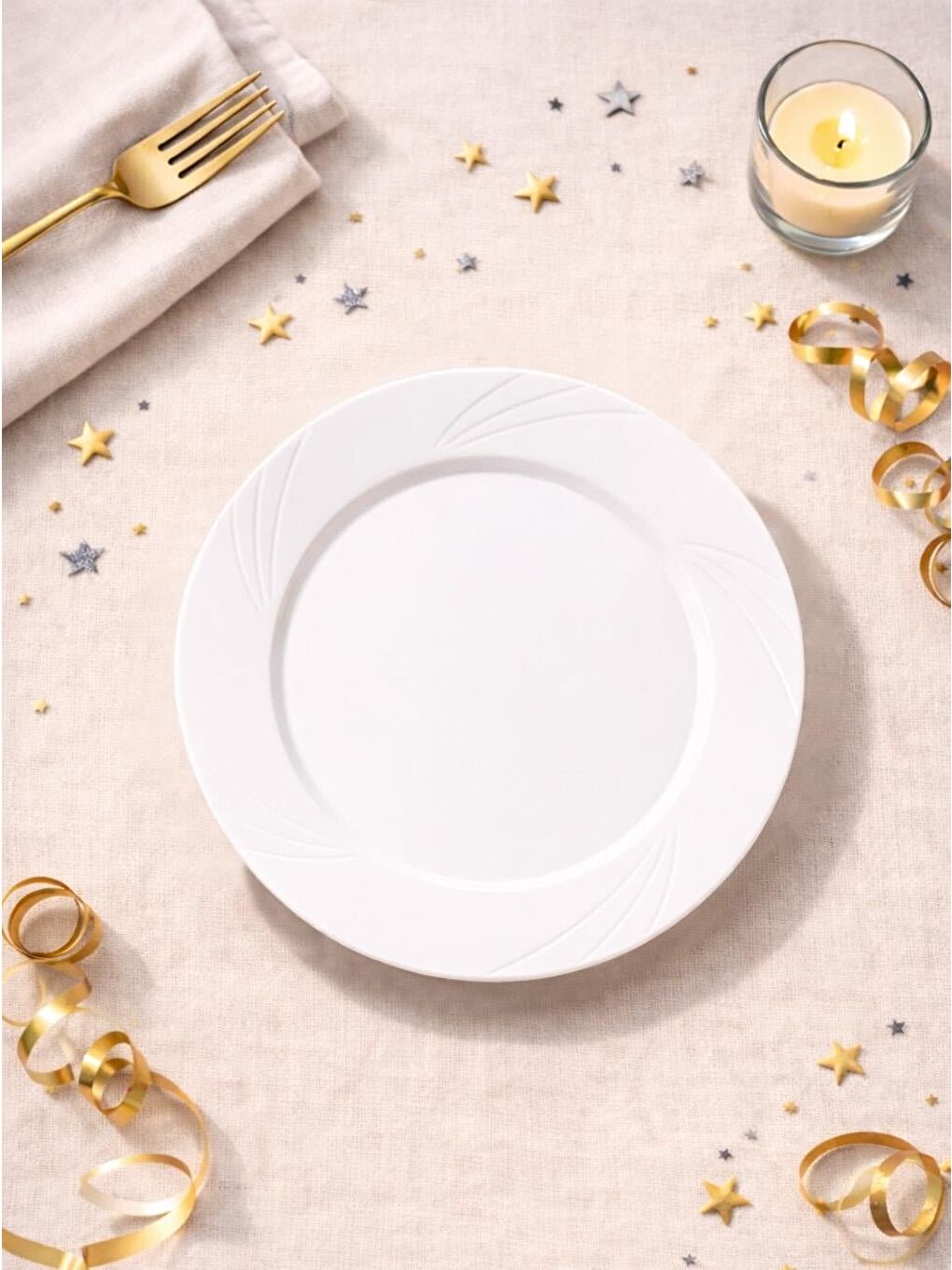 Lüks Plastik Mika Tabak 6'lı 23 Cm Beyaz