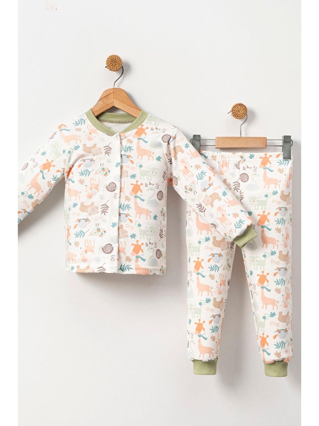 Yeşil Erkek Çocuk  Baskılı Pamuklu 2'Li Pijama Takımı