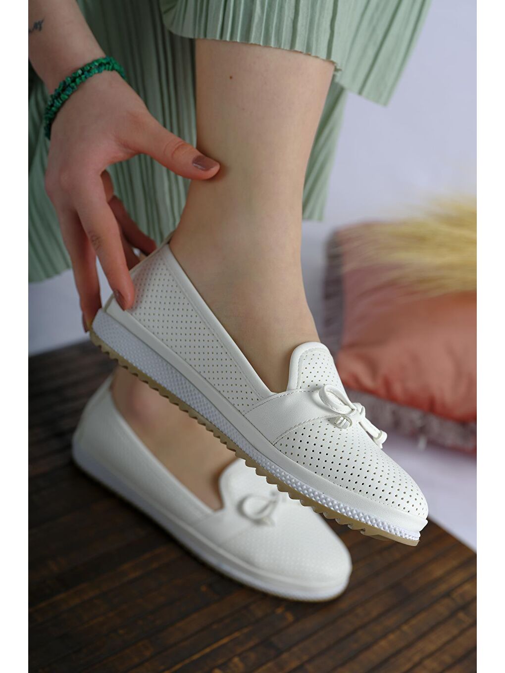 Beyaz Venita Anne Genç Günlük Babet Ayakkabı-4