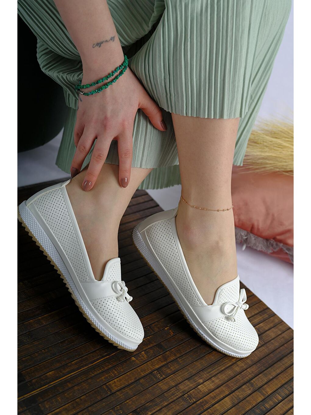 Beyaz Venita Anne Genç Günlük Babet Ayakkabı-5