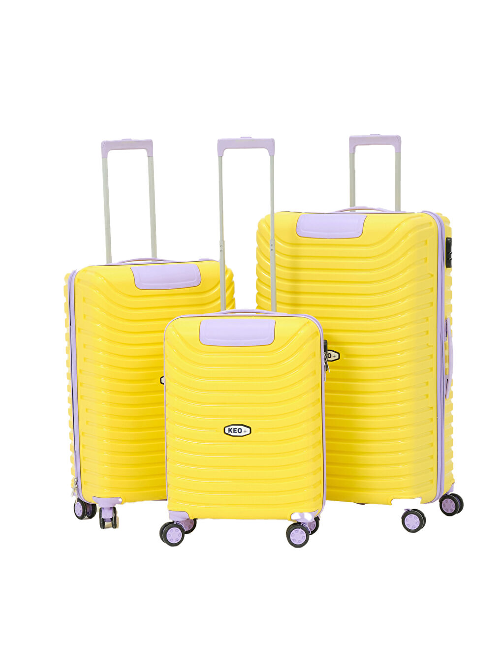 3’lü Set Sarı-Lila PP Valiz