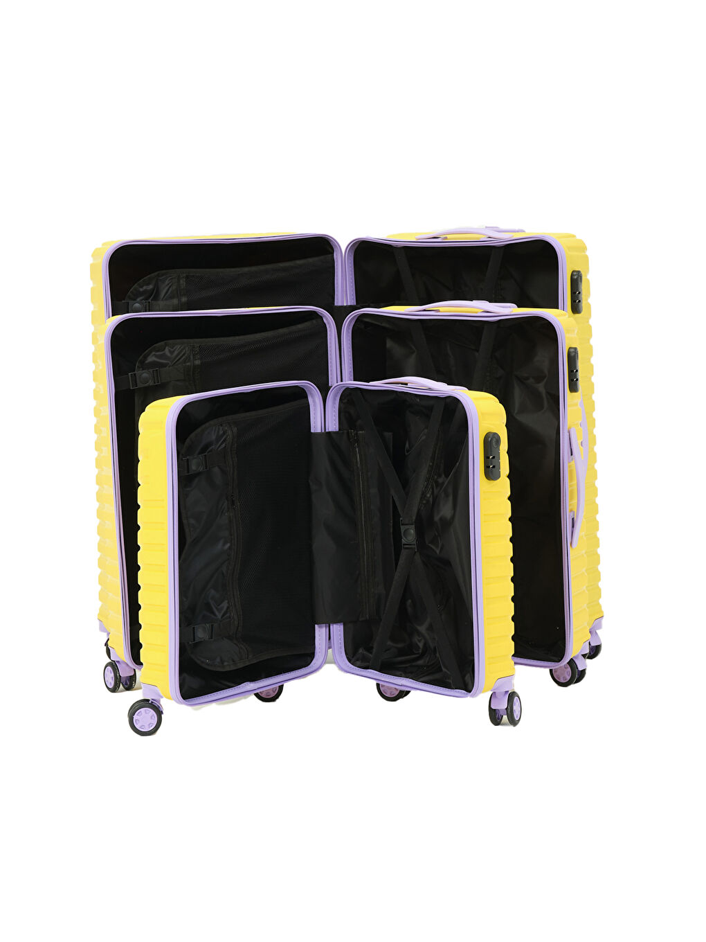 3’lü Set Sarı-Lila PP Valiz-1