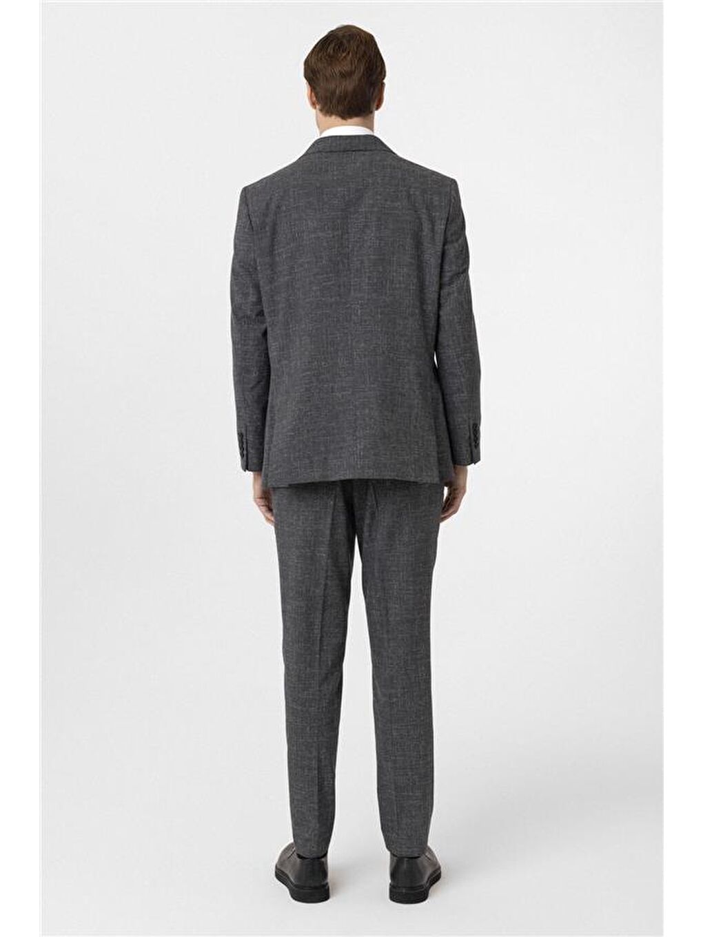 Antrasit Regular Desenli Sivri Yaka 6 Drop Takım Elbise-5