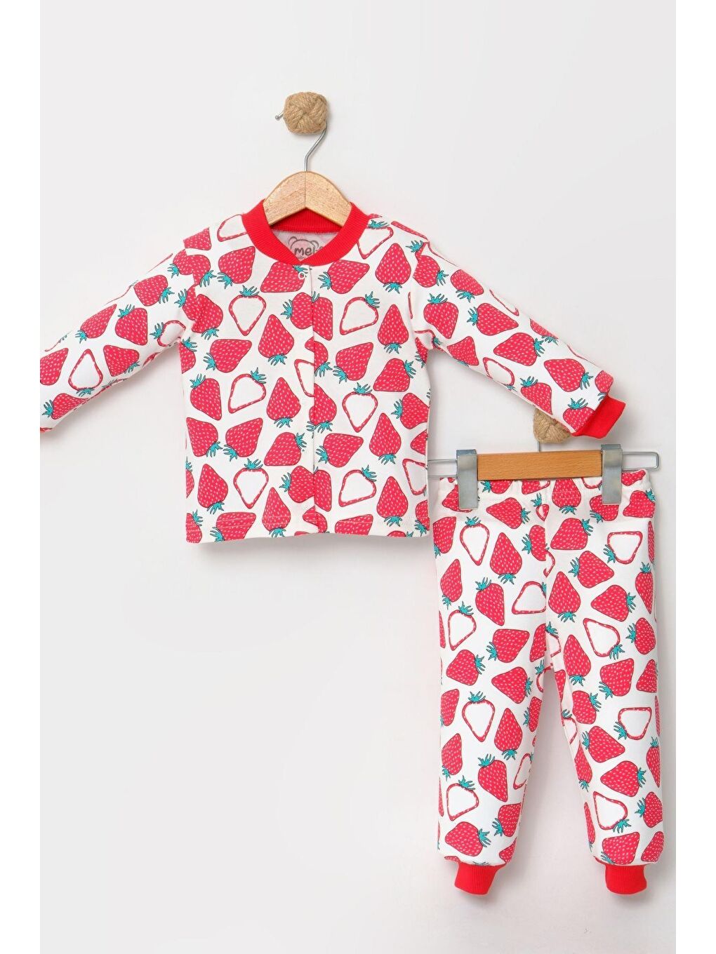 Kırmızı Kız Çocuk Desenli Pamuklu 2'Li Pijama Takımı