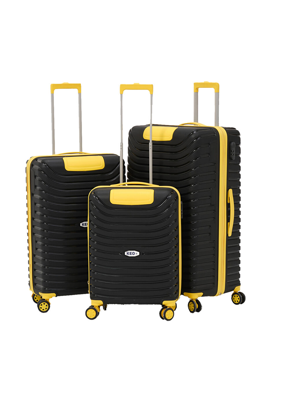 3’lü Set Siyah-Sarı PP Valiz