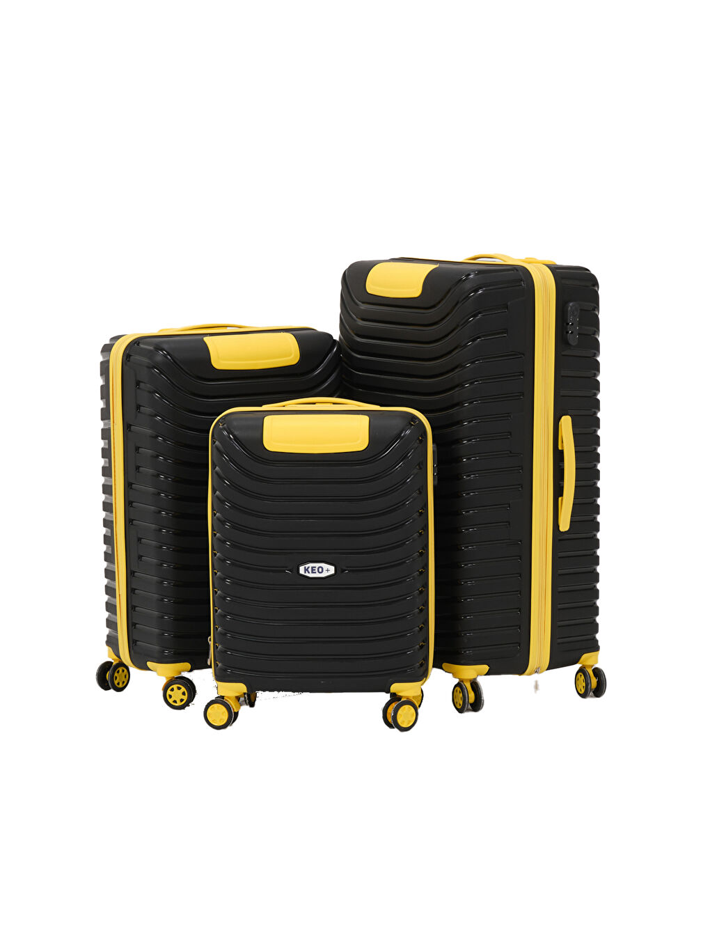 3’lü Set Siyah-Sarı PP Valiz-1