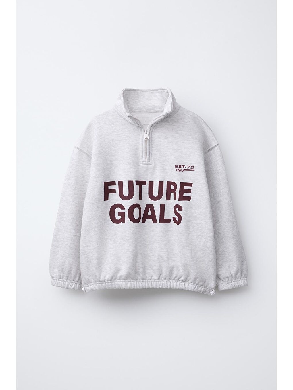Erkek Çocuk Pamuklu Gri Yarım Fermuarlı Future Goals Eşofman Takımı-2