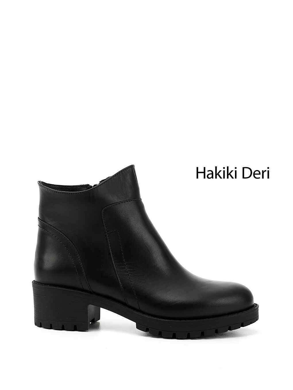 Mor Kadın ZÜMRÜT-SİYAH Fermuarlı Kalın Topuklu Hakiki Deri Bot