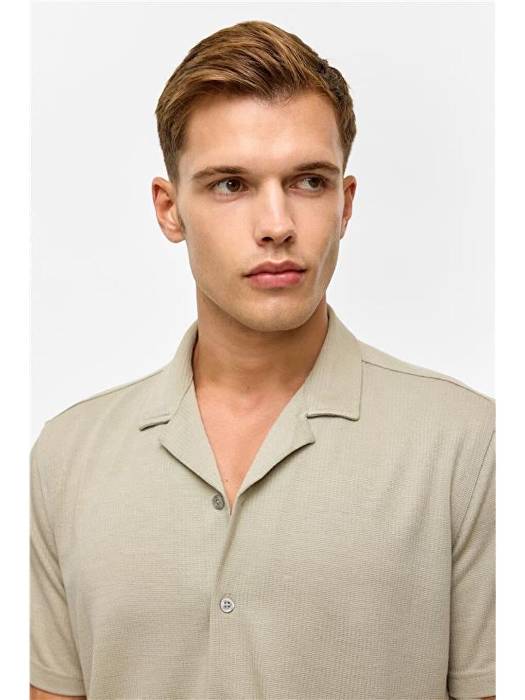 Koyu Haki Slim Fitilli Apaş Yaka Gömlek-2