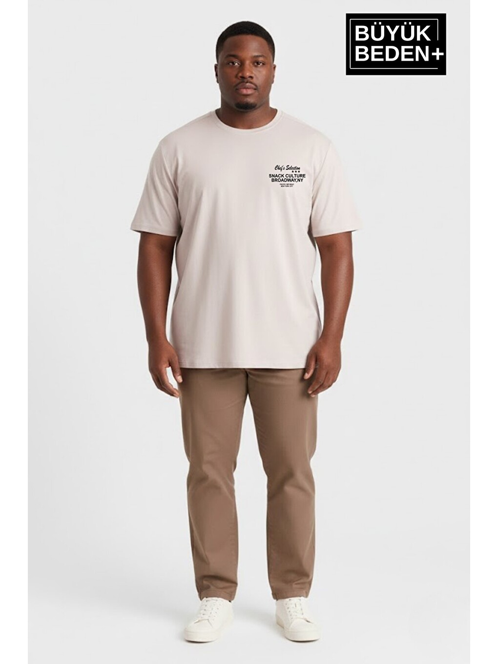 Ekru Erkek Büyük Beden Chef's Selection Baskılı 3xl-6xl Bisiklet Yaka Tshırt Spr26bts510-04