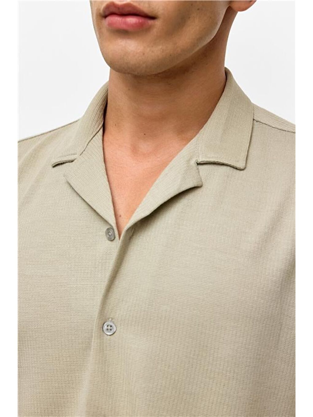 Koyu Haki Slim Fitilli Apaş Yaka Gömlek-3