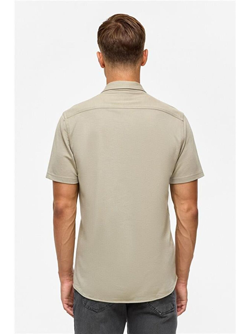 Koyu Haki Slim Fitilli Apaş Yaka Gömlek-4