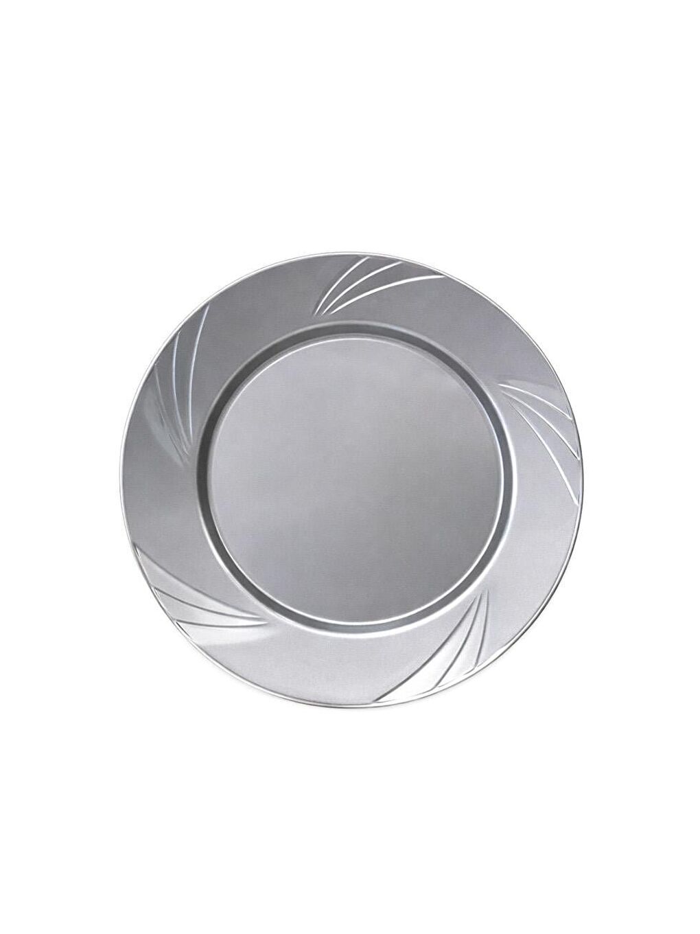 Gri Lüks Plastik Mika Tabak 6'lı 23 Cm Gümüş-1