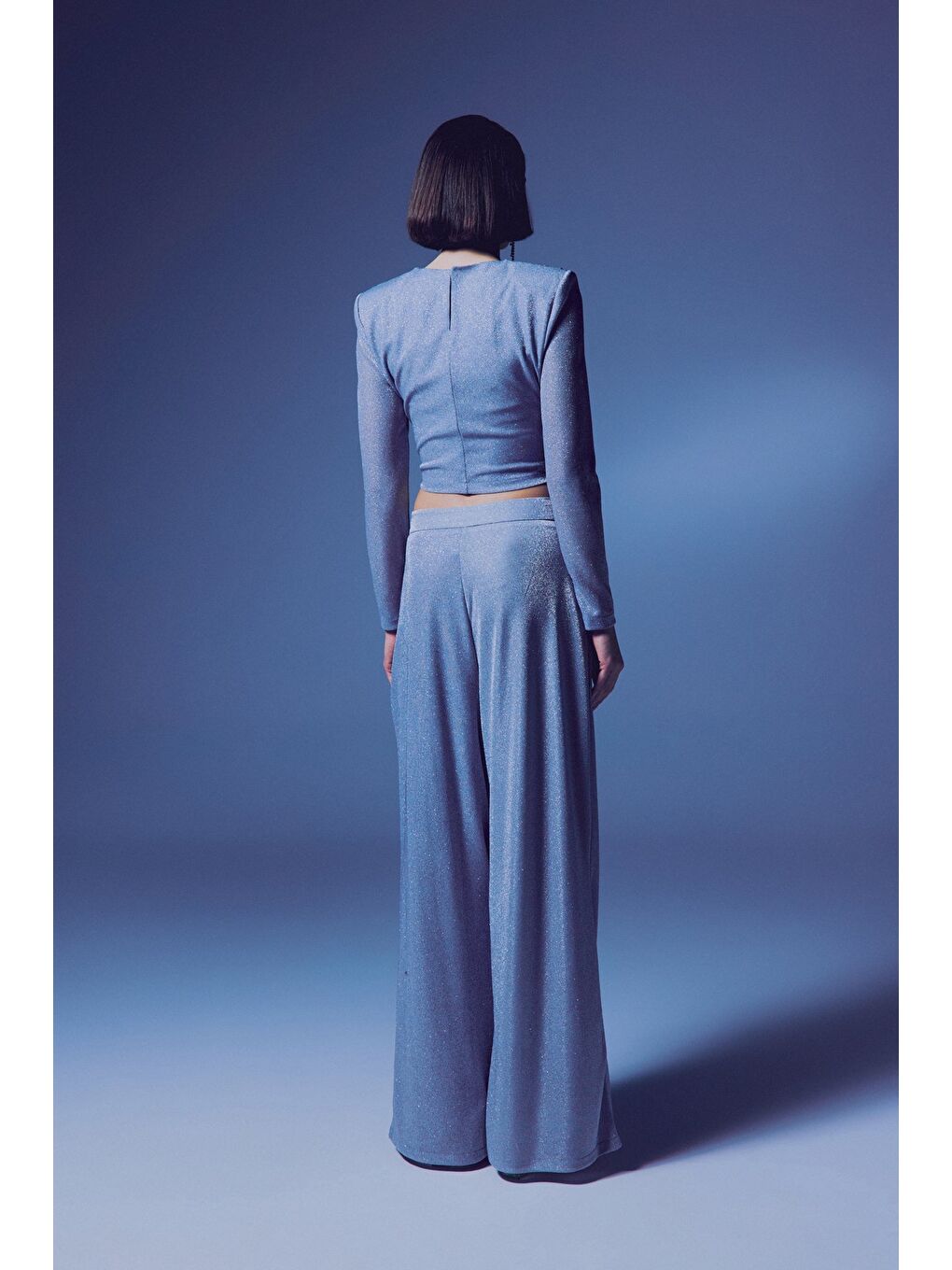 Gri Simli Salaş Pantolon - Gümüş-6