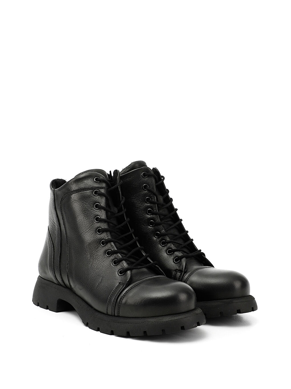 Mor Kadın ZÜMRÜT-SİYAH Fermuarlı Hakiki Deri Postal Bot-1