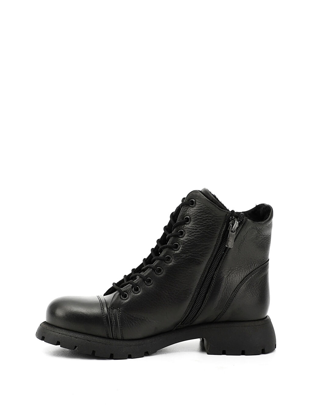 Mor Kadın ZÜMRÜT-SİYAH Fermuarlı Hakiki Deri Postal Bot-2