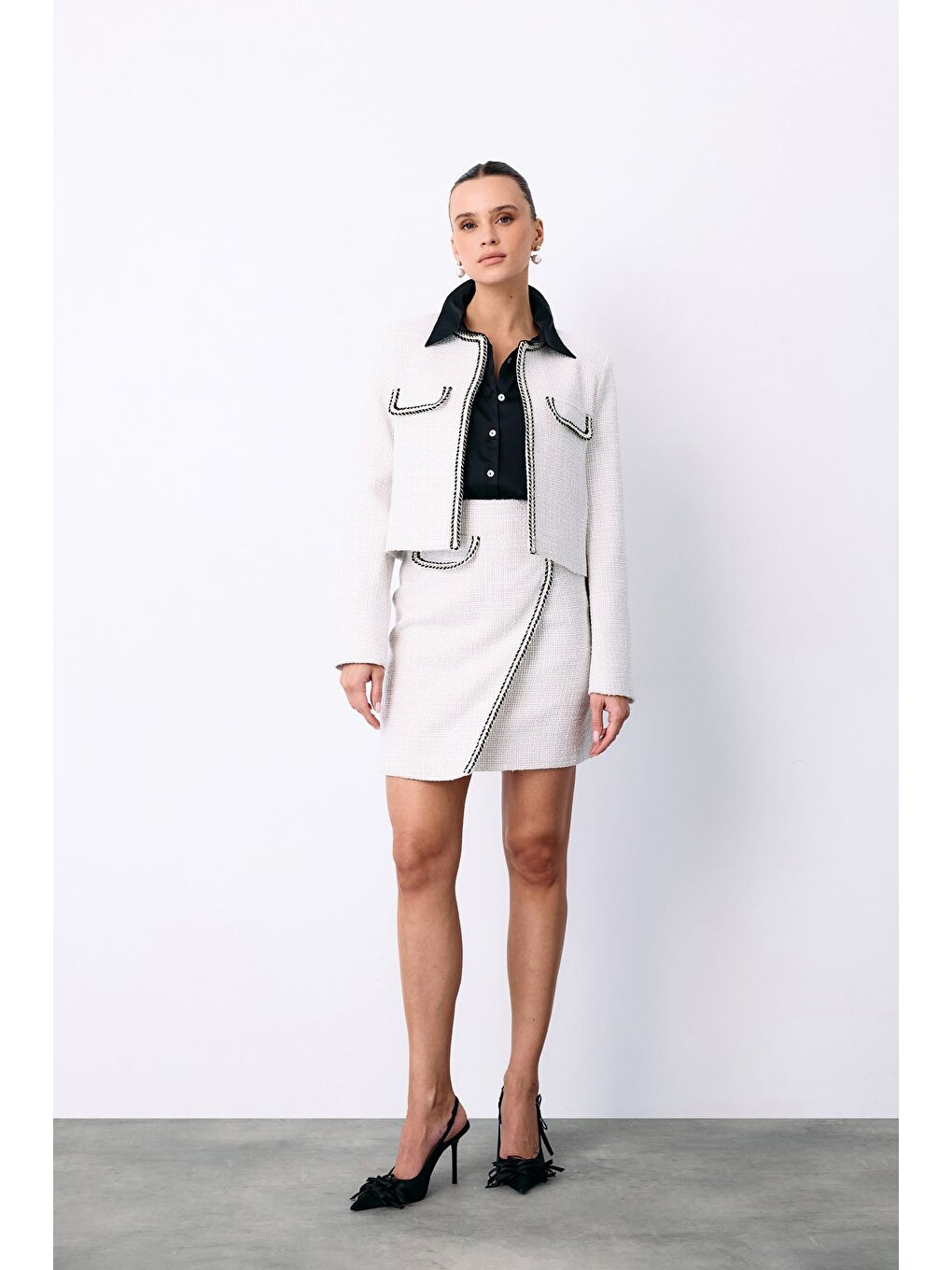 Bej Bisiklet Yaka Kısa Ceket - Taş-2