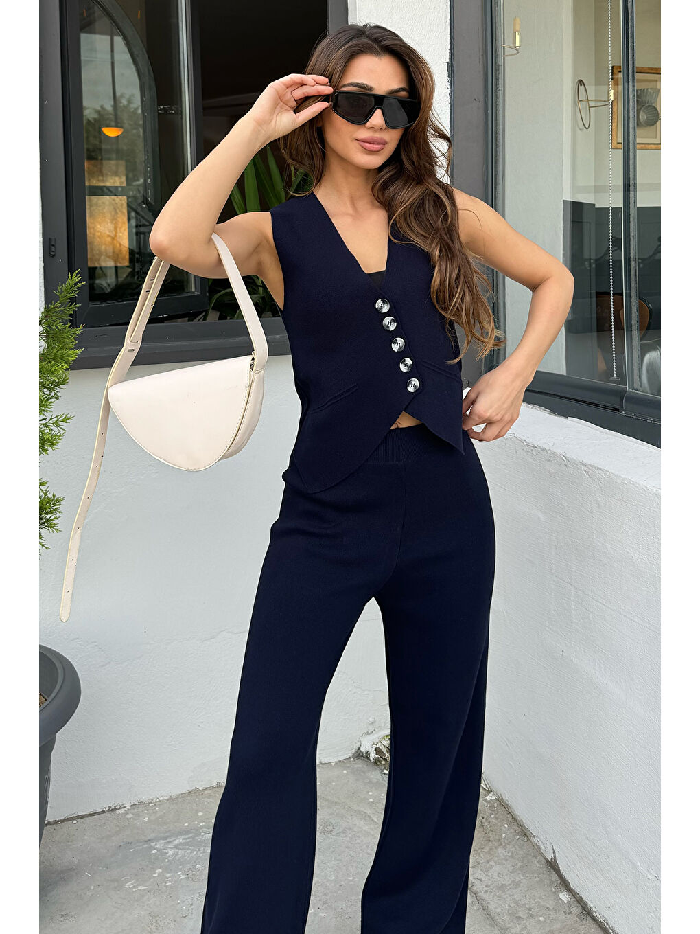 Lacivert Yelek Pantolon Triko İkili Takım-1