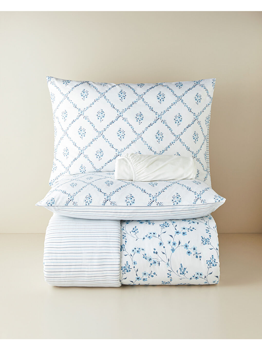 Fresh Ivy Kolay Ütülenir Çarşaflı Çift Kişilik Nevresim Takımı 200x220 cm Mavi