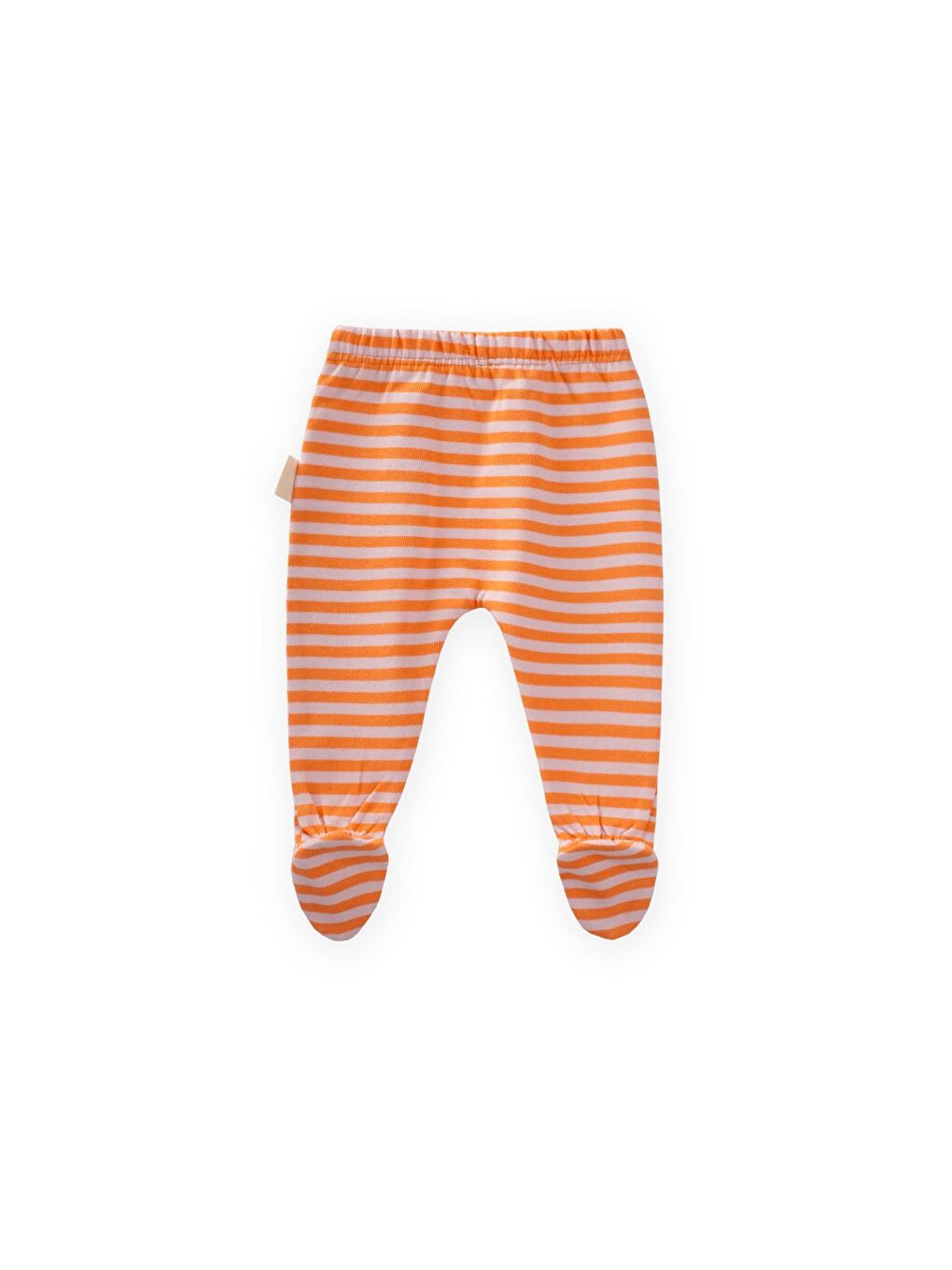 Pembe Ayaklı Bebe Pantolon 0-6 Ay Pudra Şeftali Çizgili-1