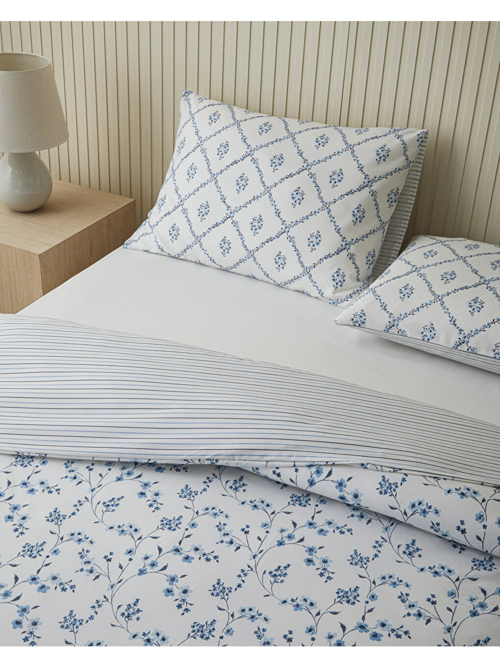 Fresh Ivy Kolay Ütülenir Çarşaflı Çift Kişilik Nevresim Takımı 200x220 cm Mavi-2