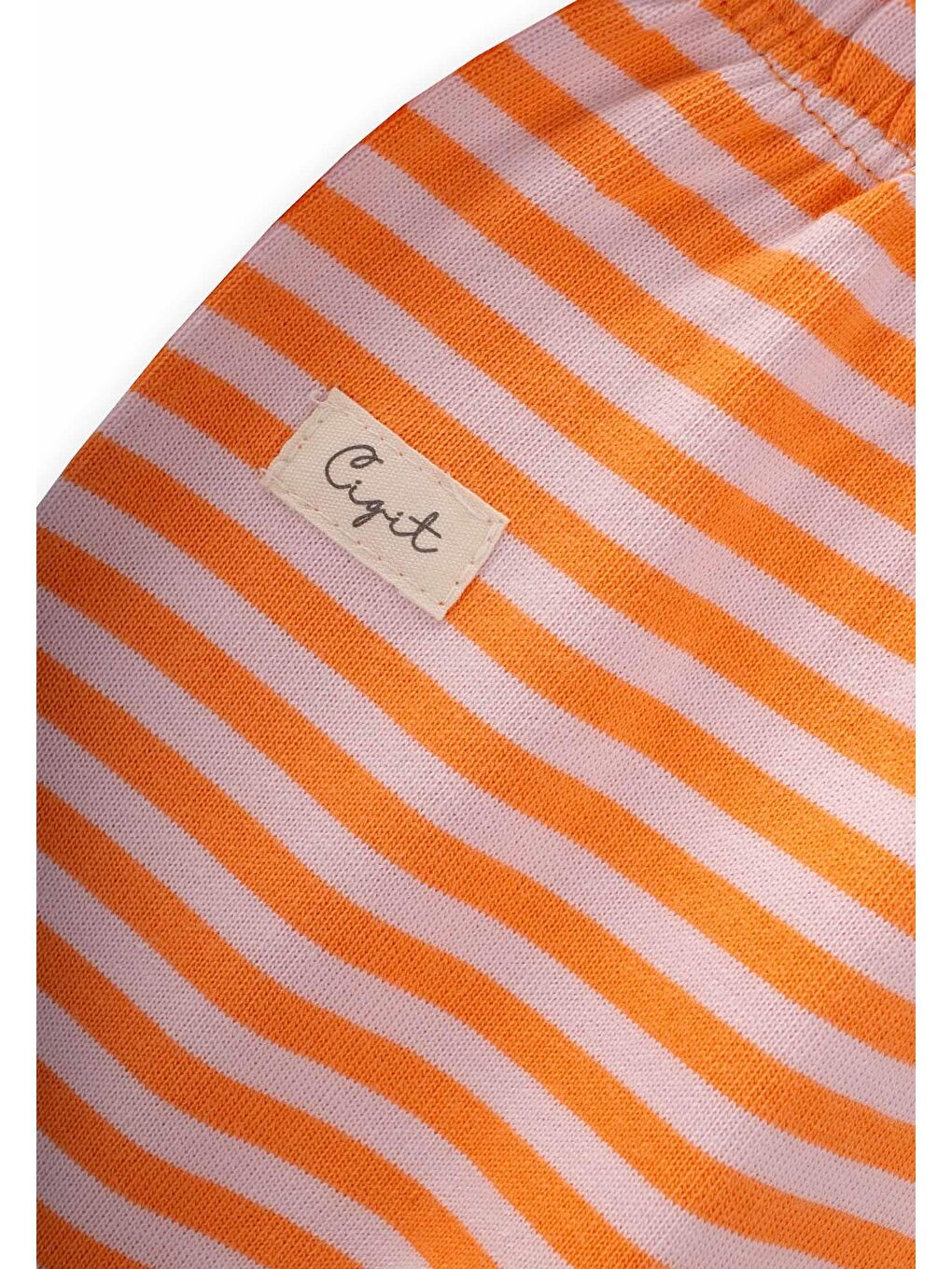 Pembe Ayaklı Bebe Pantolon 0-6 Ay Pudra Şeftali Çizgili-2