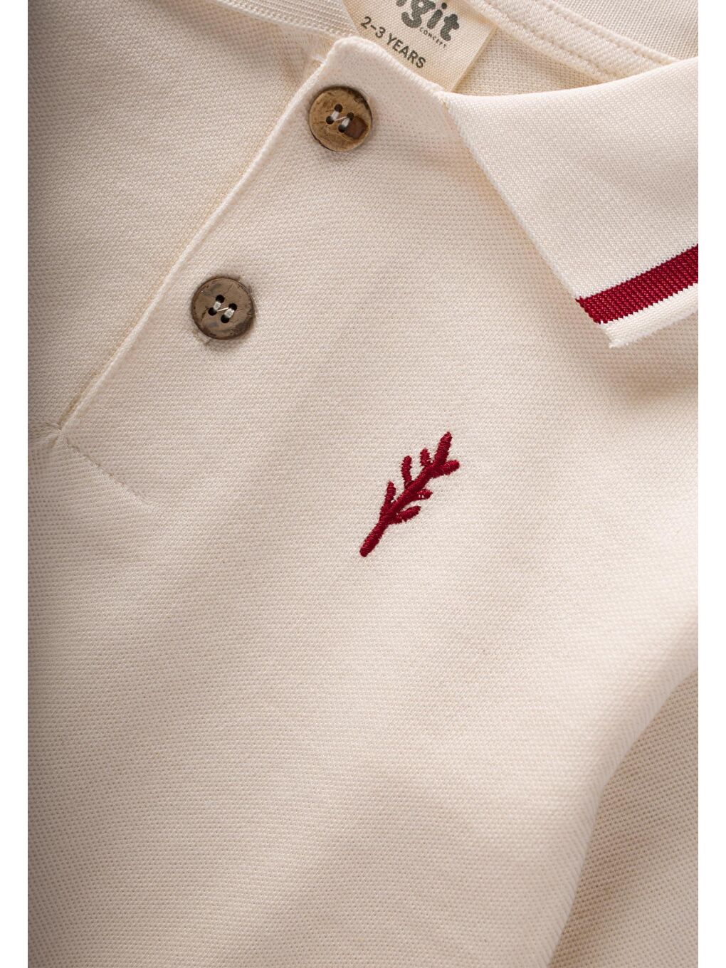 Uzun Kollu Polo Yaka T-Shırt 2-10 Yaş Ekru-2