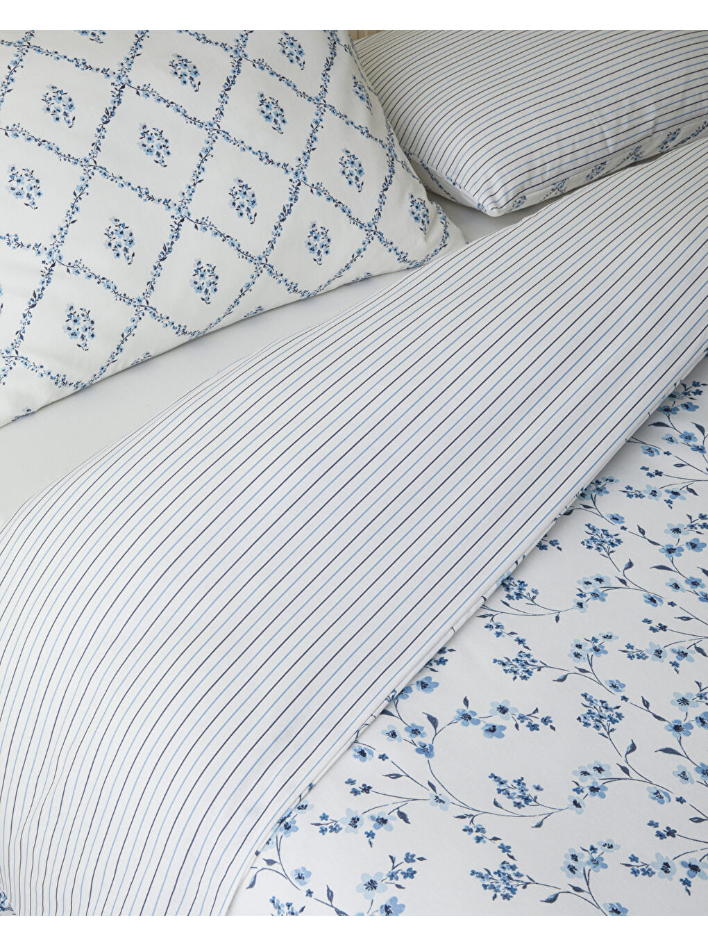 Fresh Ivy Kolay Ütülenir Çarşaflı Çift Kişilik Nevresim Takımı 200x220 cm Mavi-4