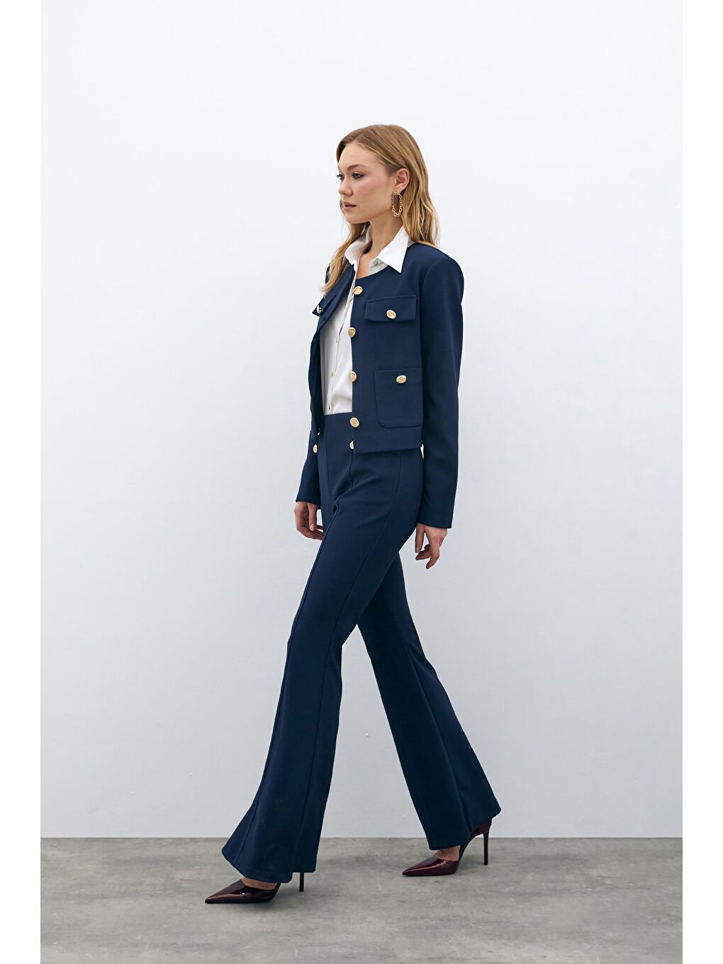 İspanyol Paça Pantolon - Lacivert-2