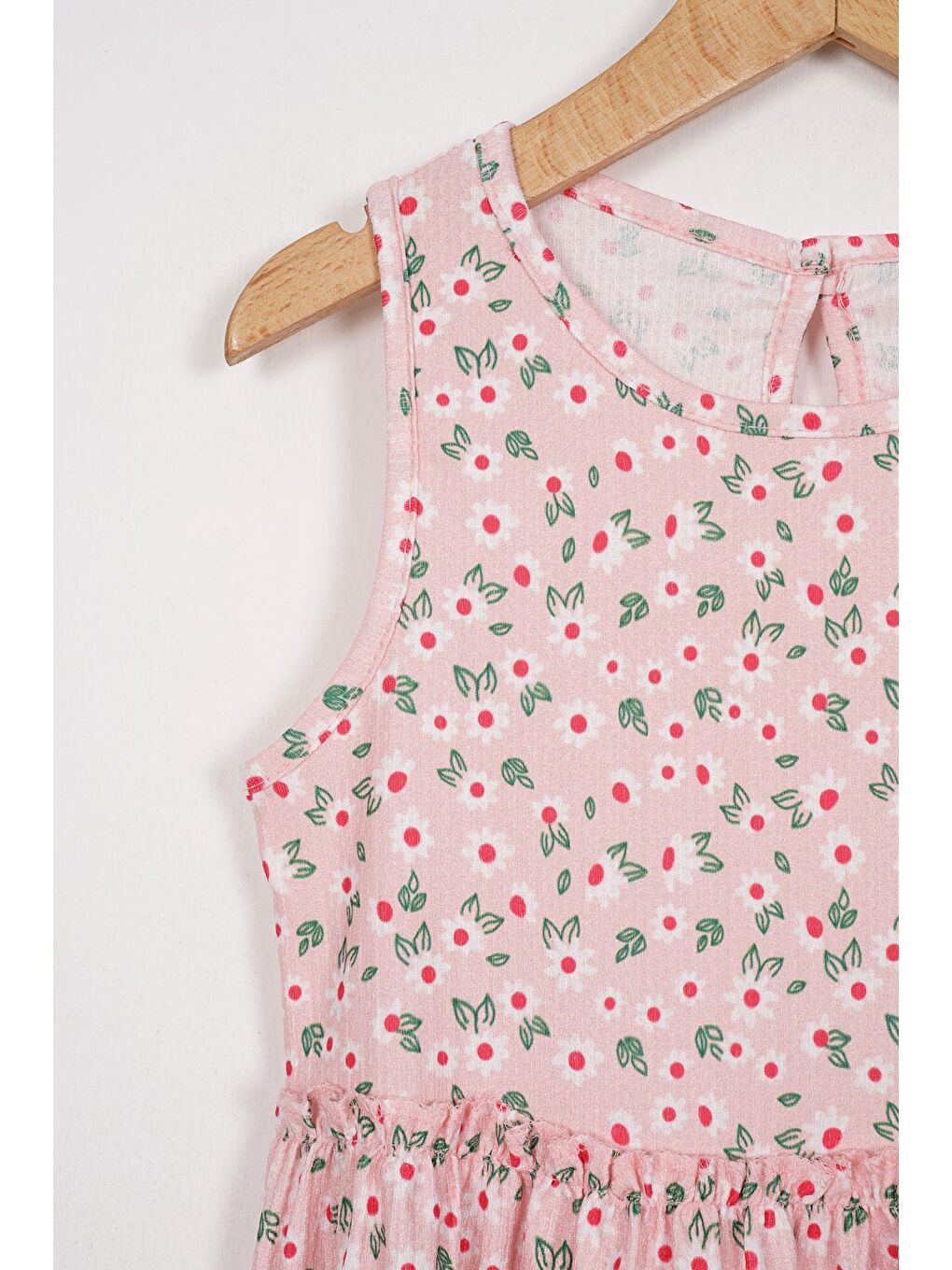 Bisiklet Yaka Sıfır Kol Şapka Aksesuarlı Pembe Renk Kız Çocuk Elbise-1