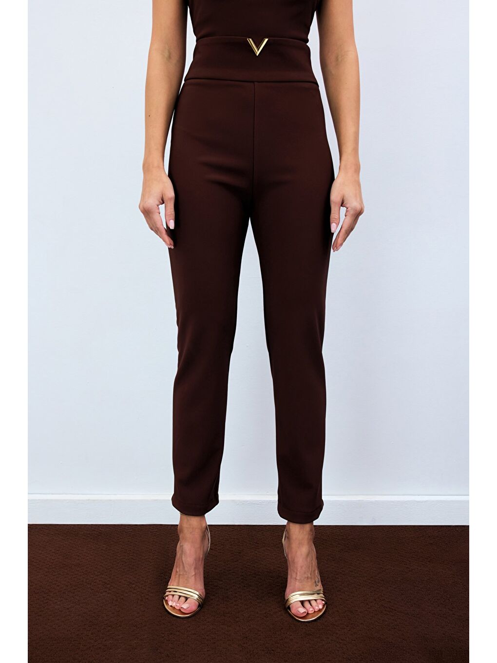 Kahverengi Bel Aksesuarlı Pantolon - Kahve-2