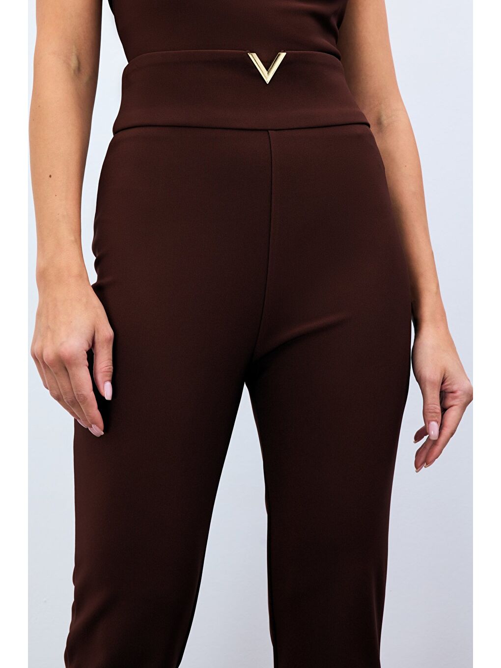 Kahverengi Bel Aksesuarlı Pantolon - Kahve-4