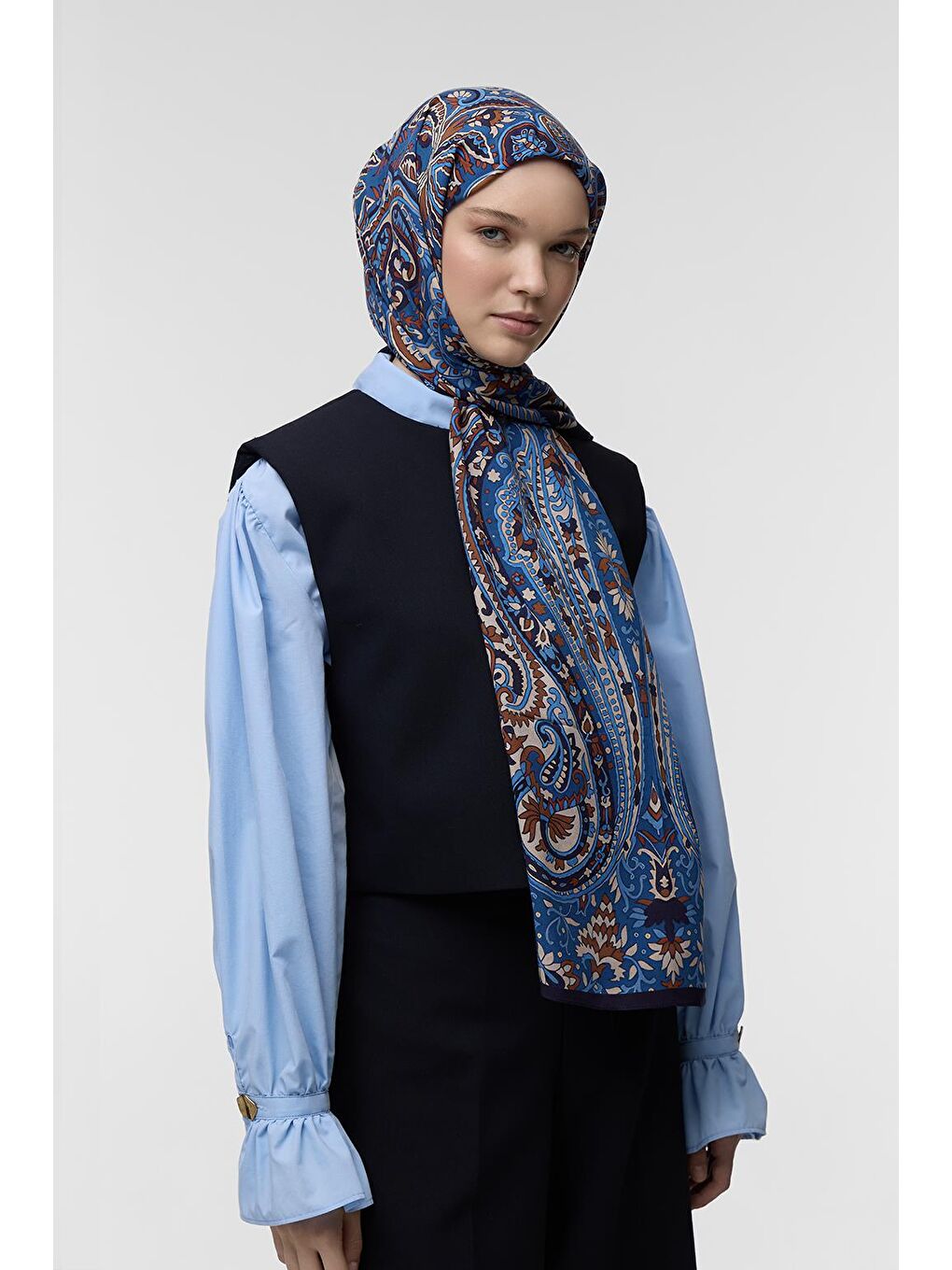 Lacivert Deluxe Şal Kajal Desenli-2