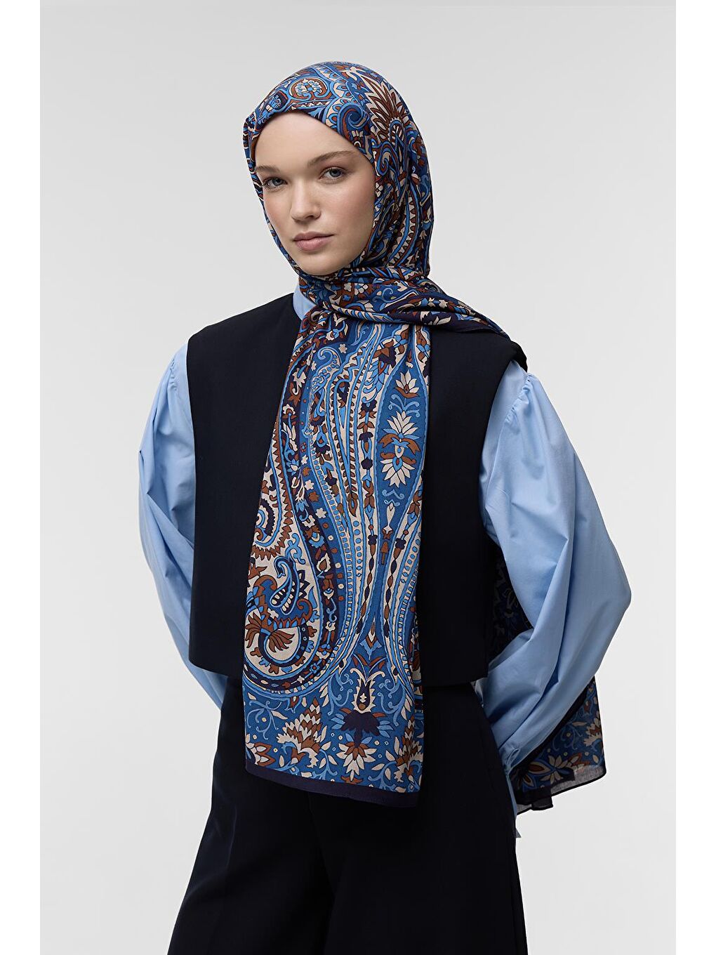 Lacivert Deluxe Şal Kajal Desenli-3