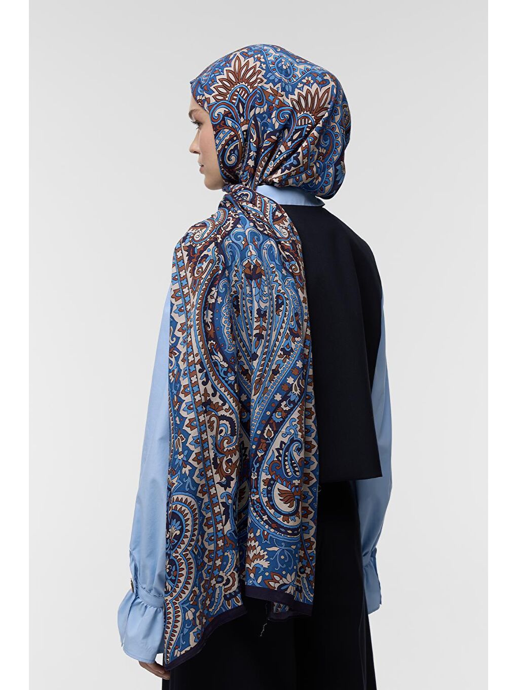 Lacivert Deluxe Şal Kajal Desenli-5