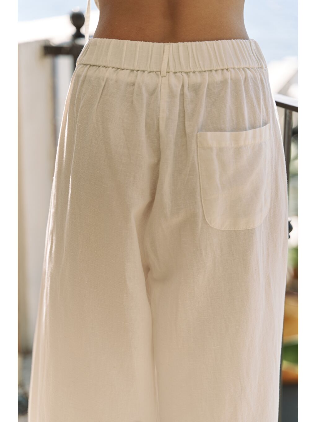 Moibel Bağcık Detay Ekru Crop Pantolon Takım-5