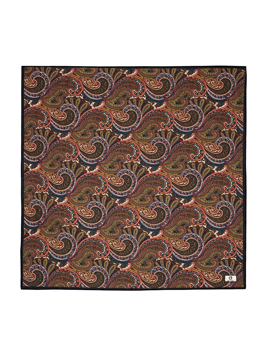 Kahverengi Desenli Pamuk Eşarp Tiya-7