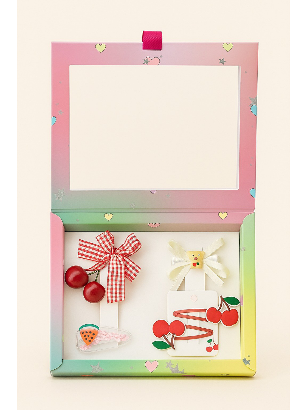 Kız Çocuk 5'Li Kirazlı Toka Seti Kırmızı