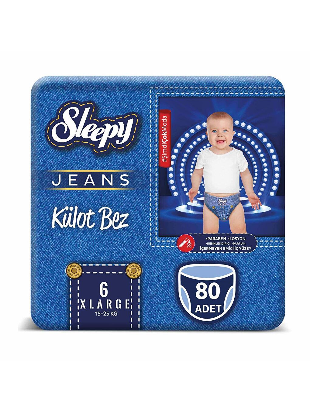 Sleepy Açık Lacivert Jeans KÜLOT Bez 6 Numara Xlarge 4’lü Jumbo 80 Adet