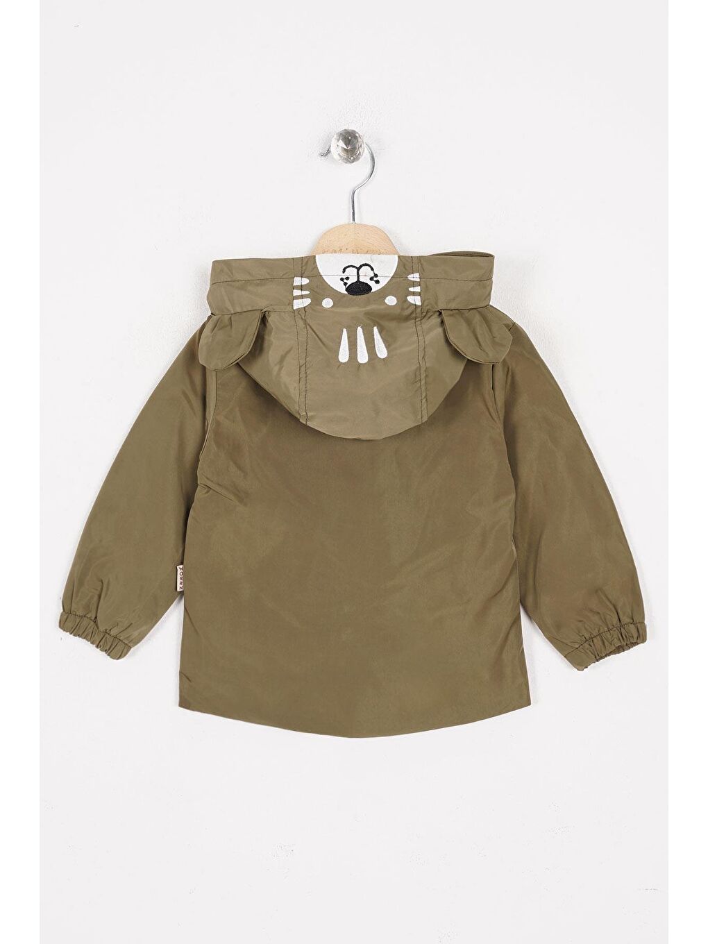 Kapüşonlu Uzun Kol Fermuarlı Ayıcık Aksesuarlı Yeşil Renk Erkek Çocuk Yağmurluk-1