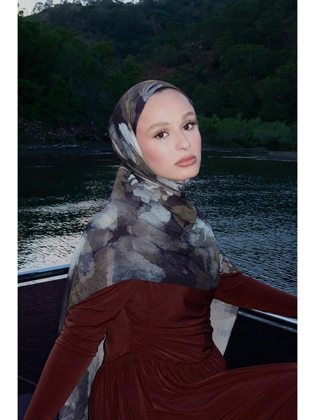 Kahverengi Deluxe Summer Şal Lizy-3