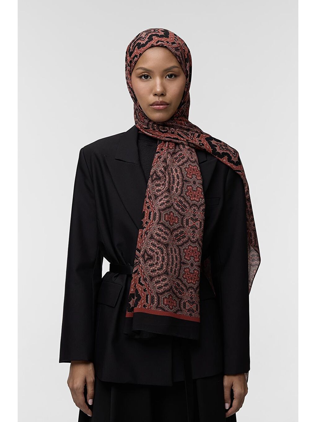 Kırmızı Deluxe Şal Asha Desenli-3