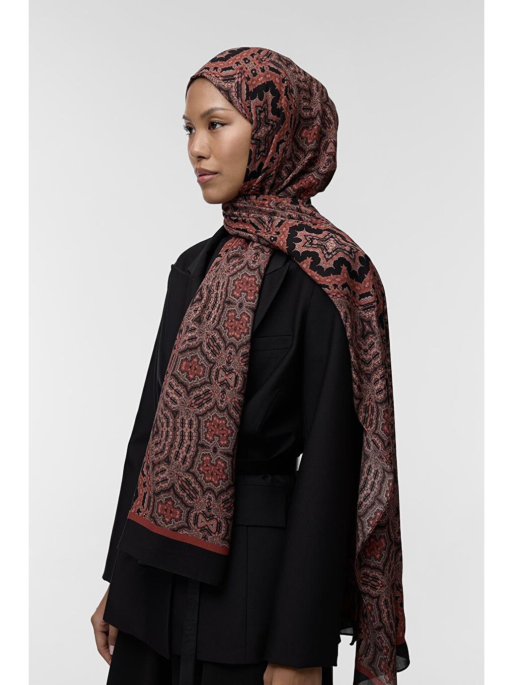 Kırmızı Deluxe Şal Asha Desenli-5